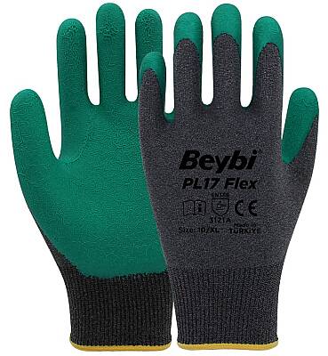 Beybi PL17 Flex No:9 Likralı İpten Örme Lateks Eldiven PL-17-FLEX-9
