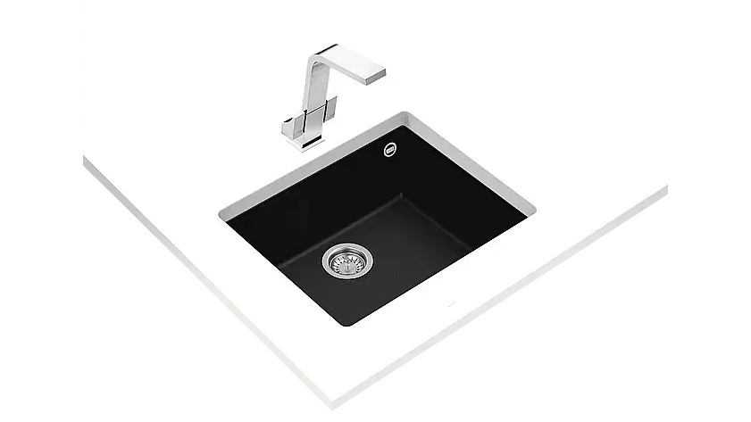 Teka Square 50.40 TG Tek Hazneli Tezgah Altı Siyah Granit Eviye 115230020 - 2